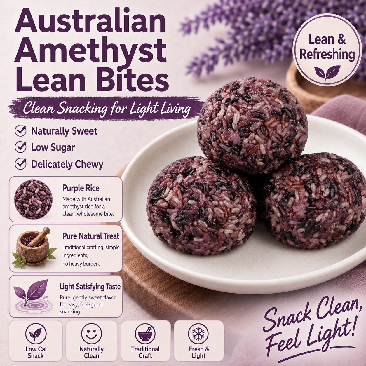 💪Say goodbye to high-calorie snacking—eat clean, stay lean! 💚 Australian Amethyst Lean Bites