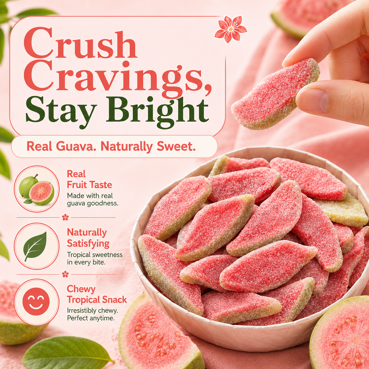 💪Say goodbye to high-calorie snacking—eat clean, stay lean! 🍨 Guava Jewel Slices