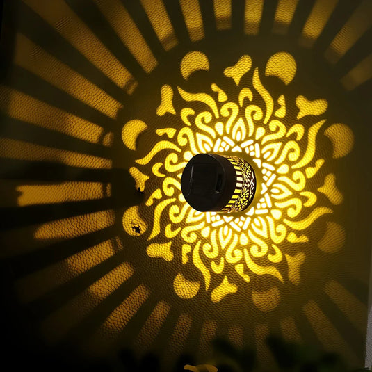 Decorative Solar Mandala Lights | Warm Amber Glow, Waterproof, Auto On/Off for Garden & Patio