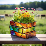 Handmade Stacked Books Flower Pot