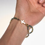Handmade Earth Tone Rosary Bracelet with Cross & St. Benedict Charm