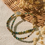 Handmade Earth Tone Rosary Bracelet with Cross & St. Benedict Charm