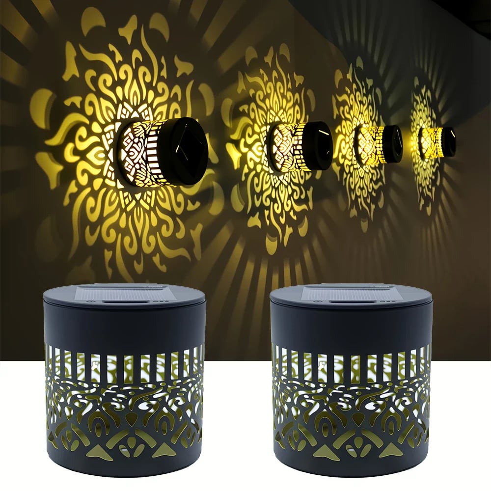 Decorative Solar Mandala Lights | Warm Amber Glow, Waterproof, Auto On/Off for Garden & Patio
