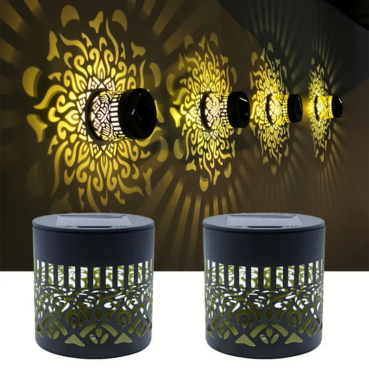 Decorative Solar Mandala Lights | Warm Amber Glow, Waterproof, Auto On/Off for Garden & Patio