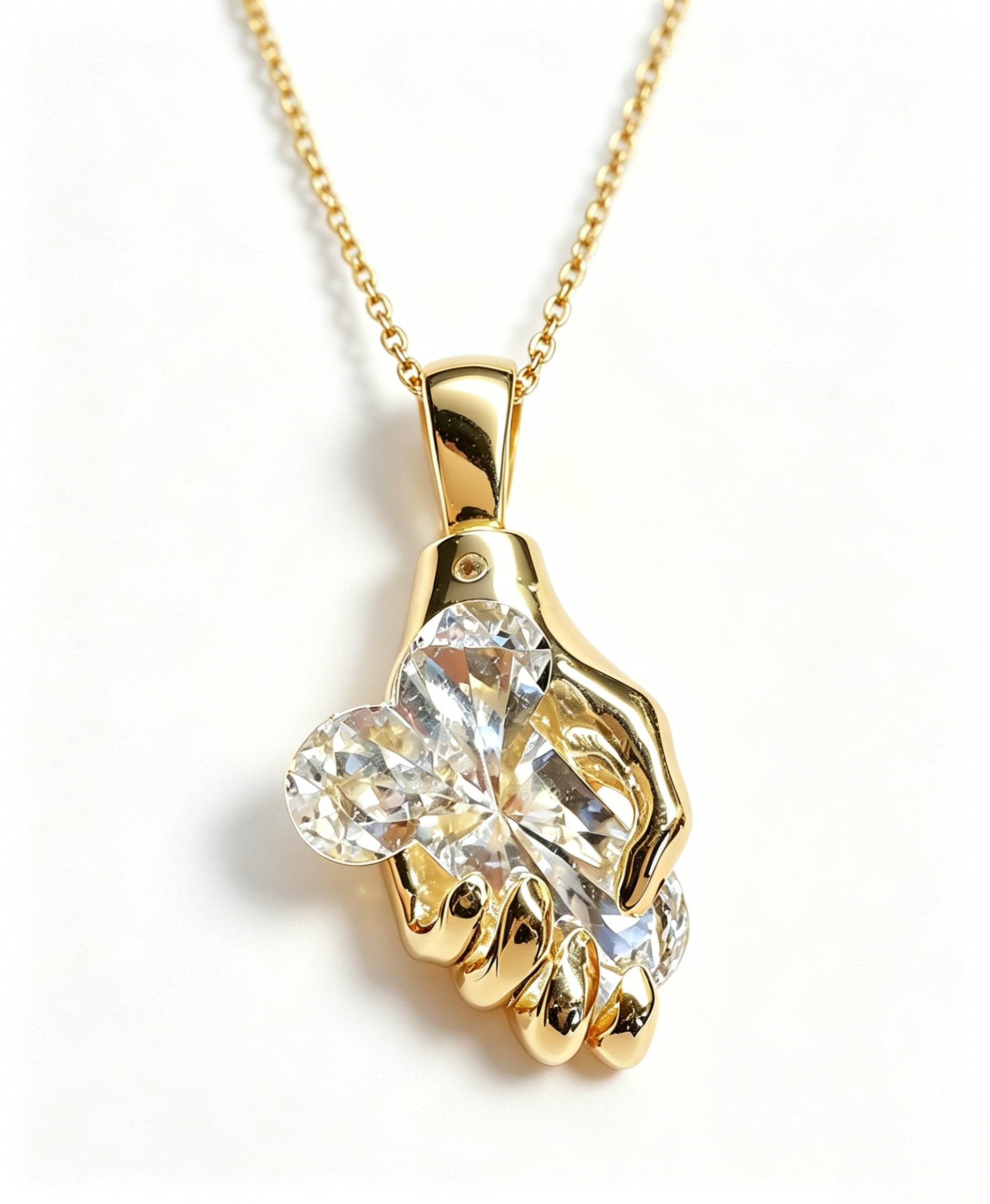 ✨The Hand of Fortune Diamond Pendant – 14K Gold / 925 Sterling Silver