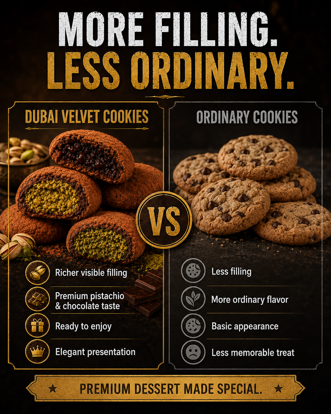 🍪 **Dubai Velvet Cookies - 🏆💎 Premium Pistachio Dark Chocolate & Uji Matcha Cookies**