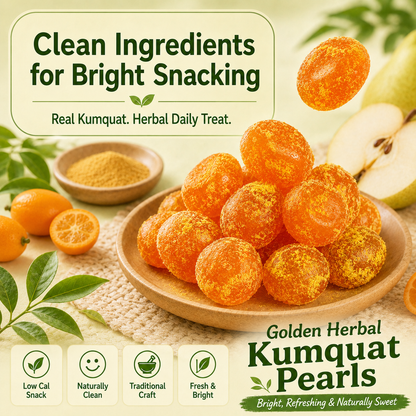 💪Say goodbye to high-calorie snacking—eat clean, stay lean! 🍨Golden Herbal Kumquat Pearls
