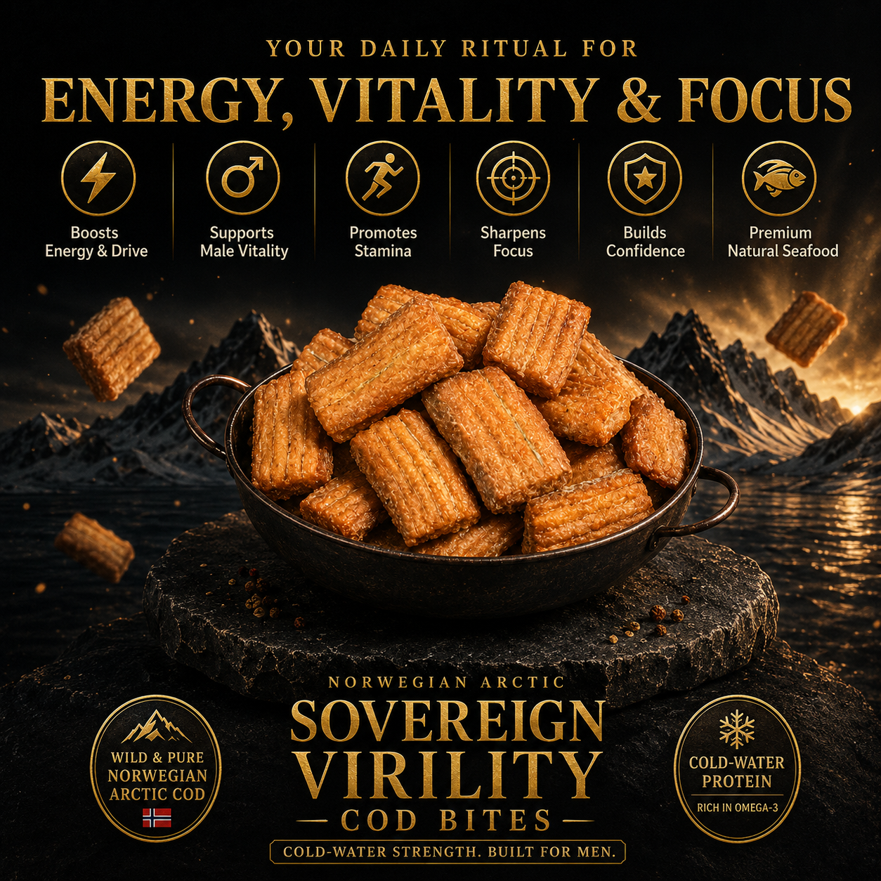🔥👍Ultimate Testosterone Revival 🚗💯Antioxidant-Rich North Atlantic Iron Man Fish Strips Slices for Better Bedroom Performance | Support Energy, Stamina & Bedroom Confidence Naturally