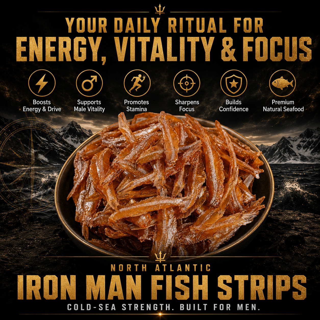 🔥👍Ultimate Testosterone Revival 🚗💯Antioxidant-Rich North Atlantic Iron Man Fish Strips Slices for Better Bedroom Performance | Support Energy, Stamina & Bedroom Confidence Naturally