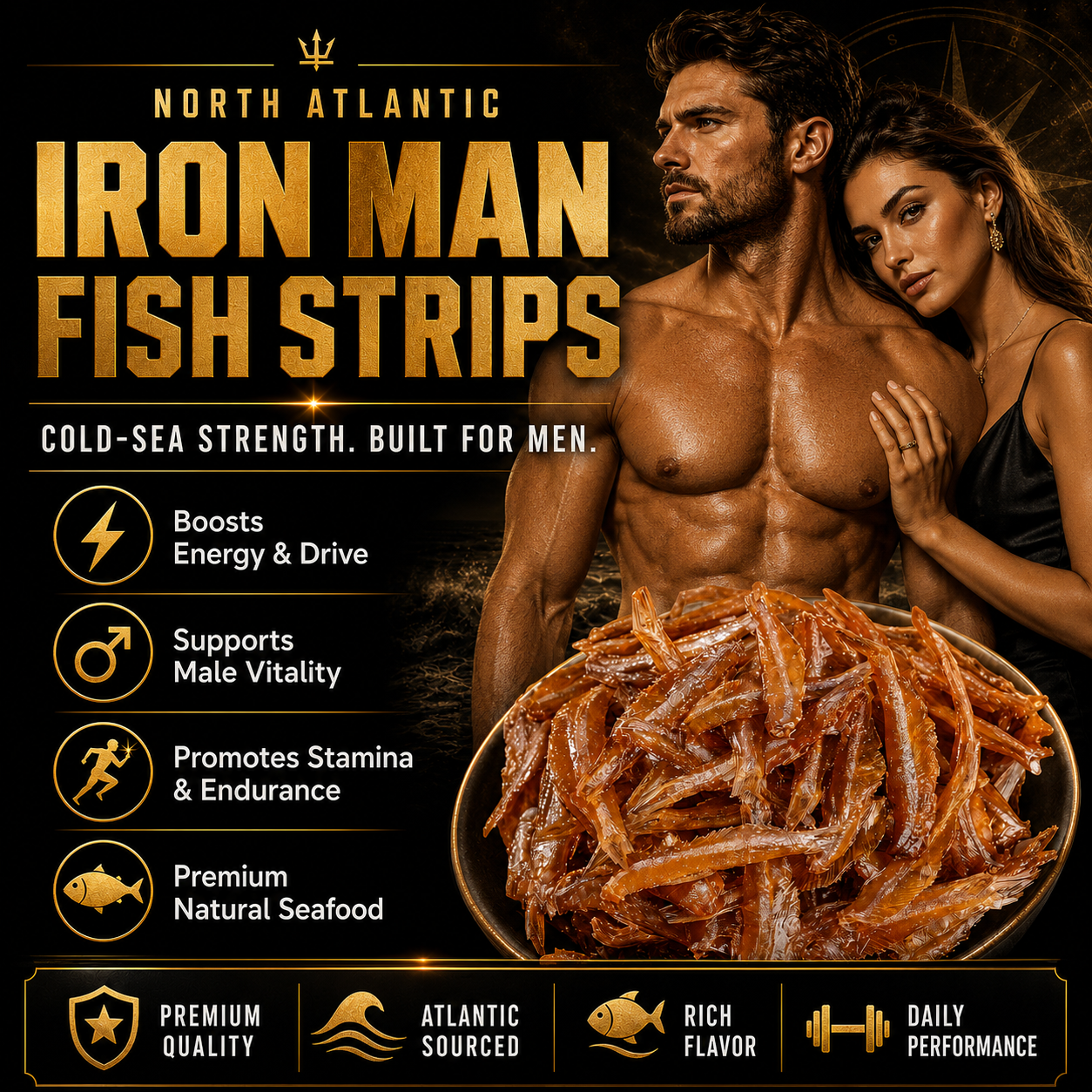 🔥👍Ultimate Testosterone Revival 🚗💯Antioxidant-Rich North Atlantic Iron Man Fish Strips Slices for Better Bedroom Performance | Support Energy, Stamina & Bedroom Confidence Naturally