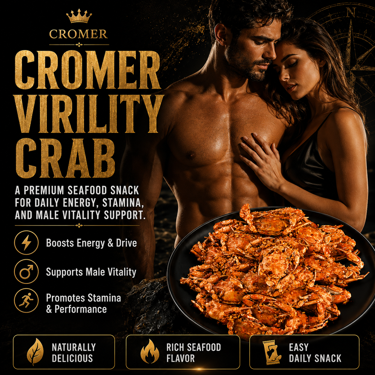 🔥👍Ultimate Testosterone Revival 🚗💯Antioxidant-Rich Cromer Virility Crab Slices for Better Bedroom Performance | Support Energy, Stamina & Bedroom Confidence Naturally