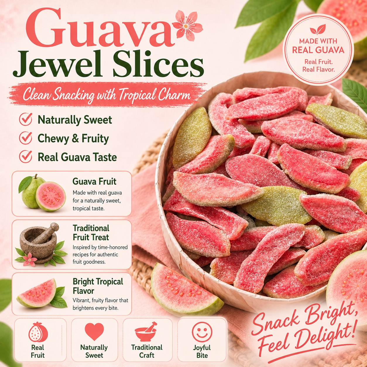 💪Say goodbye to high-calorie snacking—eat clean, stay lean! 🍨 Guava Jewel Slices