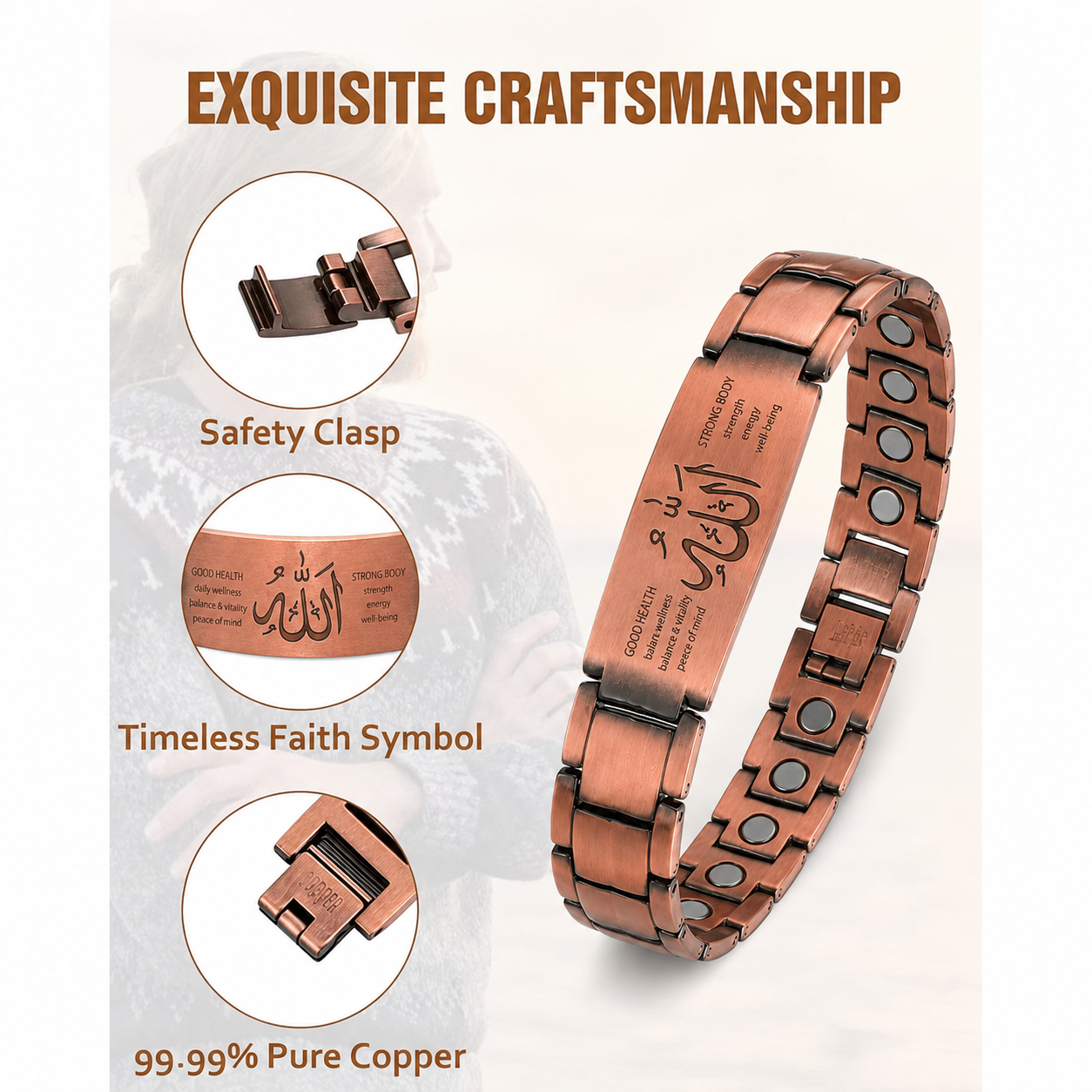 Double Strength Copper Magnetic Therapy Bracelet