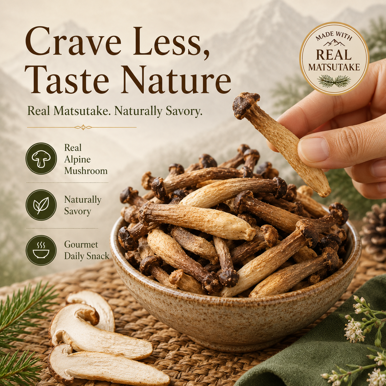 💪Say goodbye to high-calorie snacking—eat clean, stay lean! 🍨 European Alpine Matsutake
