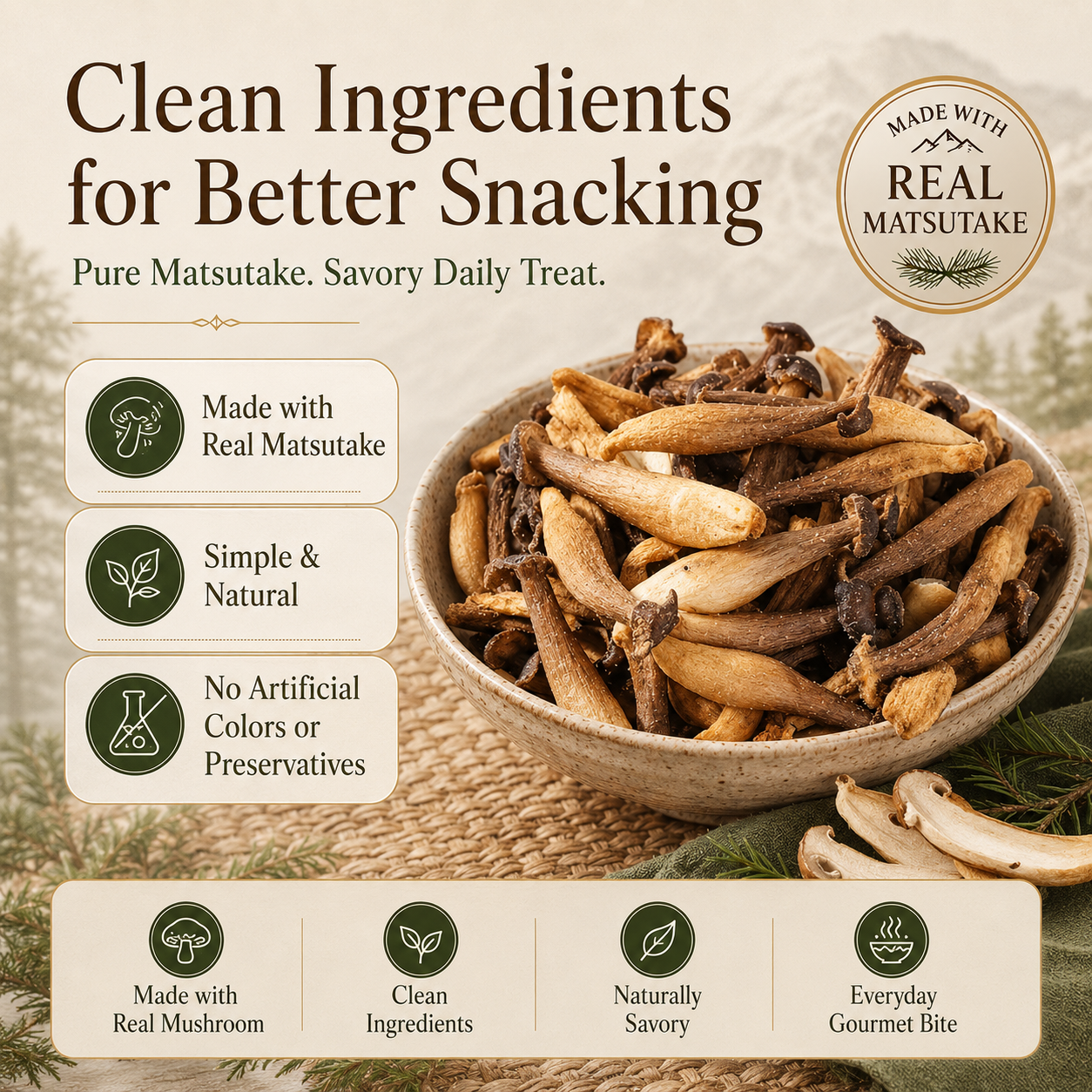 💪Say goodbye to high-calorie snacking—eat clean, stay lean! 🍨 European Alpine Matsutake