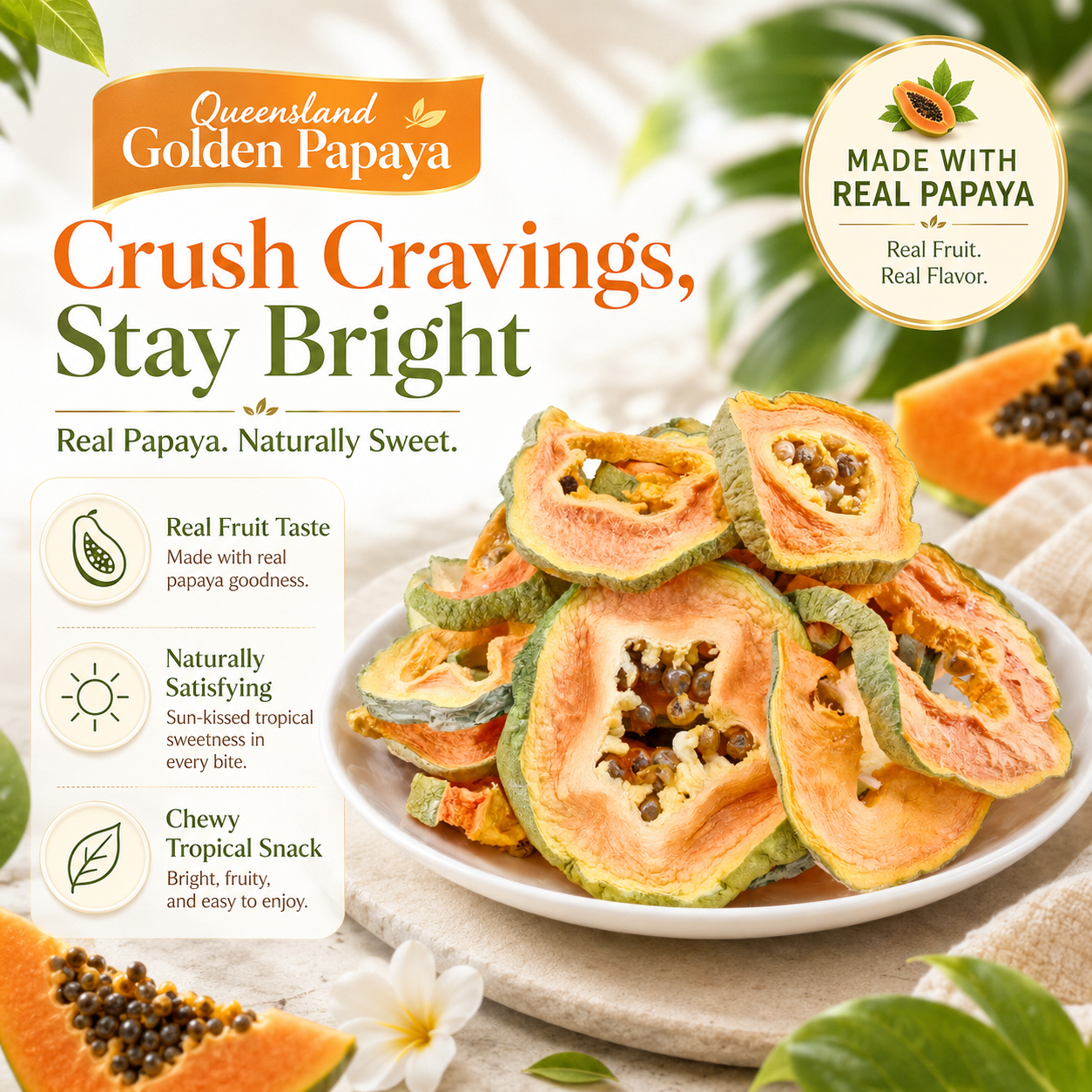 💪Say goodbye to high-calorie snacking—eat clean, stay lean! 🍨 Queensland Golden Papaya