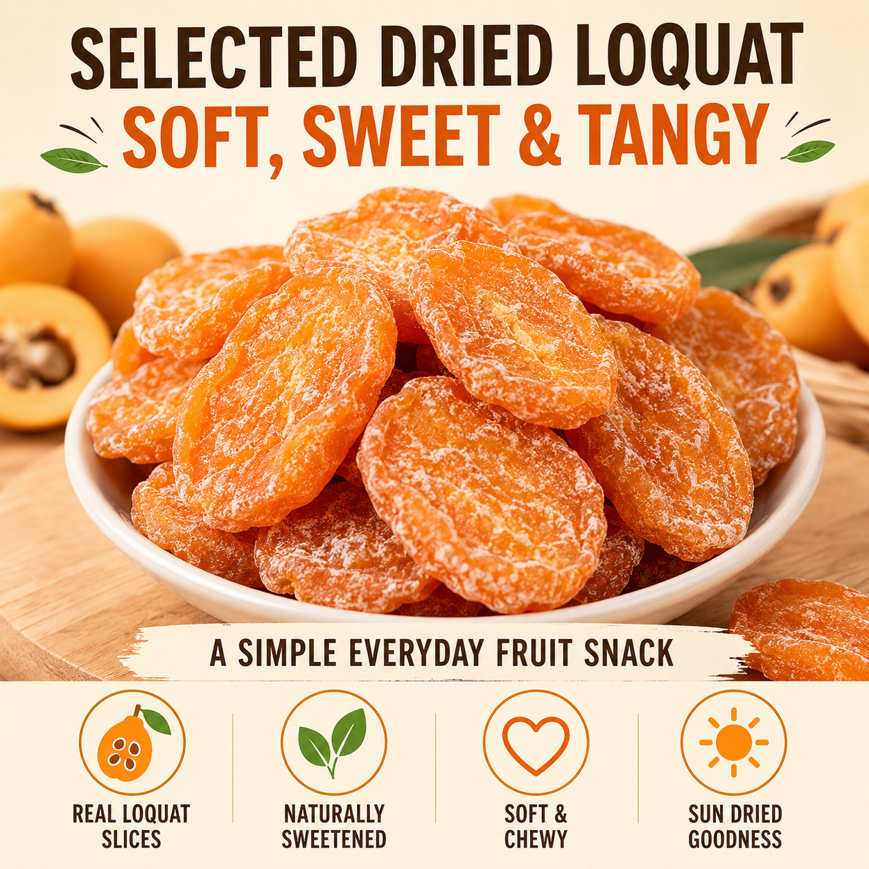 💪 Smart Daily Snack Choice ✅🌿 Antioxidant-Rich Dried Loquat Slices for Energy Support, Fresh Flavor & Natural Confidence