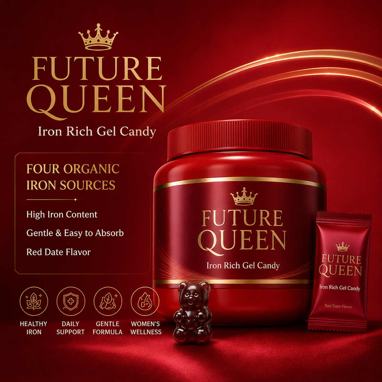 ✨ FUTURE QUEEN Prenatal Iron Gummies for Women – Gentle Daily Iron Support for Mom, Baby Development & Healthy-Looking Hair 🌸🧸