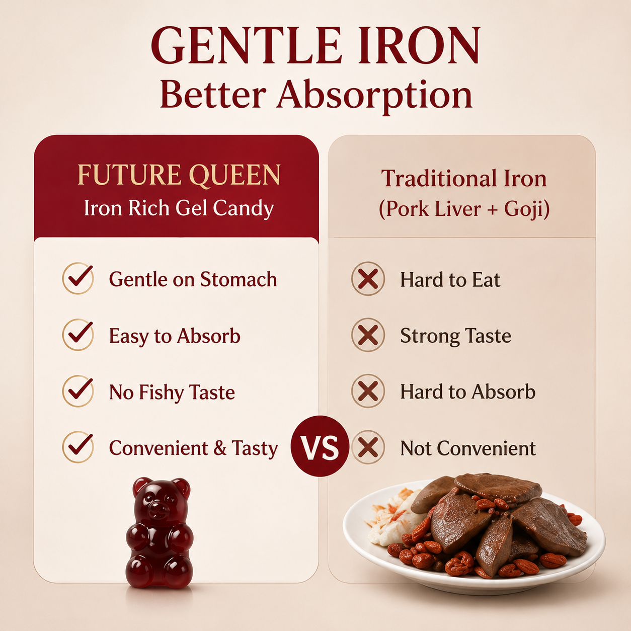 ✨ FUTURE QUEEN Prenatal Iron Gummies for Women – Gentle Daily Iron Support for Mom, Baby Development & Healthy-Looking Hair 🌸🧸