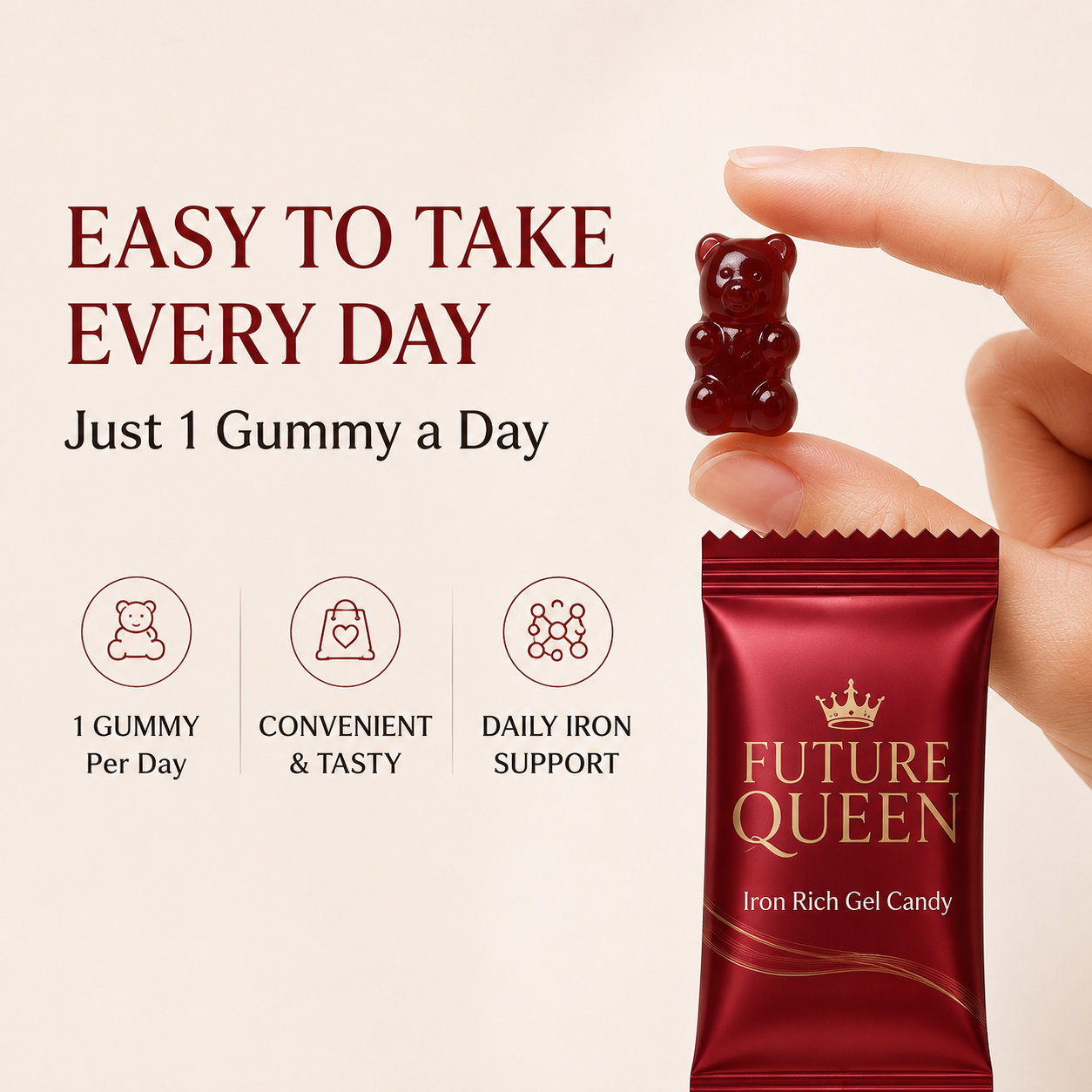 ✨ FUTURE QUEEN Prenatal Iron Gummies for Women – Gentle Daily Iron Support for Mom, Baby Development & Healthy-Looking Hair 🌸🧸