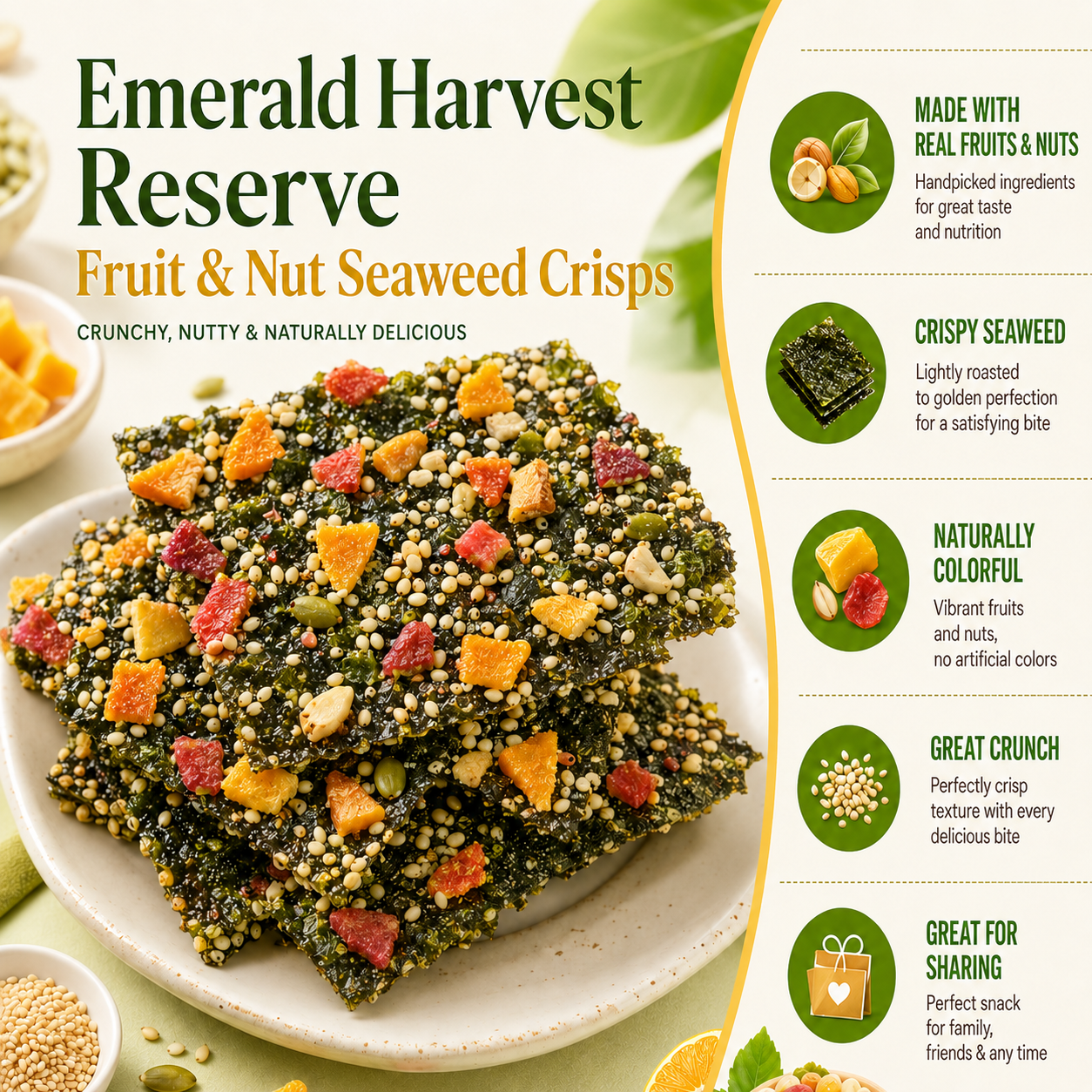 🔥 Japanese Ariake Sea Premium Fruit & Vegetable Nori Crisps 🇯🇵🌊🥬🍓 — Light, Fiber-Rich & Guilt-Free ✨ | Digestive Wellness 🌿 • Longer Satisfaction 💚 • Weight-Goal Friendly ⚖️