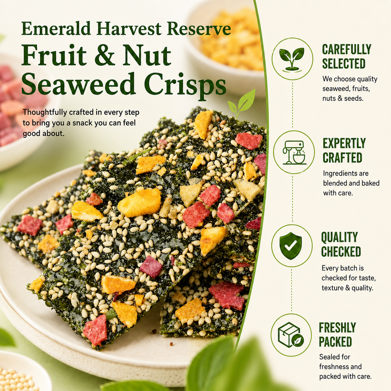 🔥 Japanese Ariake Sea Premium Fruit & Vegetable Nori Crisps 🇯🇵🌊🥬🍓 — Light, Fiber-Rich & Guilt-Free ✨ | Digestive Wellness 🌿 • Longer Satisfaction 💚 • Weight-Goal Friendly ⚖️