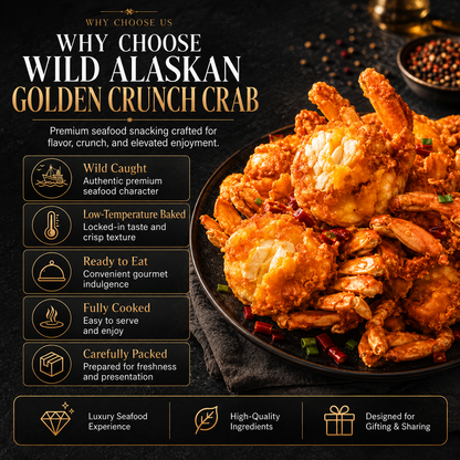 🦀 Wild Alaskan Golden Crunch Crab — Crispy Whole Deep-Sea Crab Snack  Wild-Caught · Low-Temperature Baked · Preservative-Free