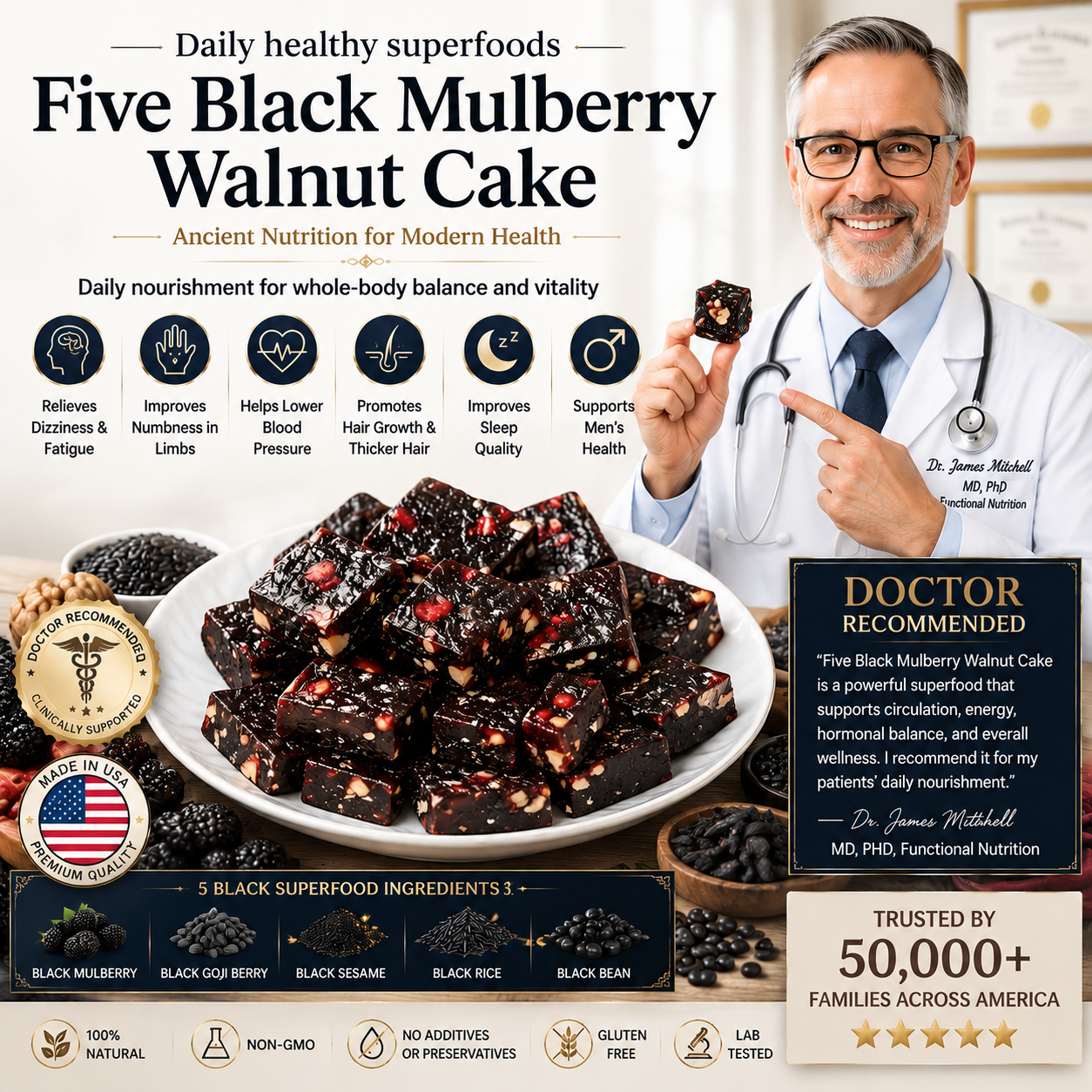 🌿 Natural Mulberry Walnut Black Grain Pastry | Healthy Daily Nutrition Snack