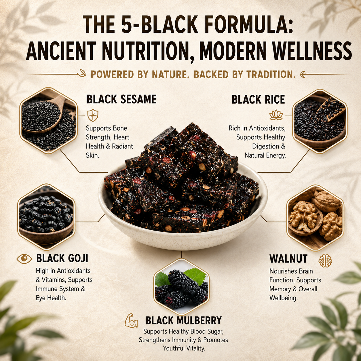 🌿 Natural Mulberry Walnut Black Grain Pastry | Healthy Daily Nutrition Snack