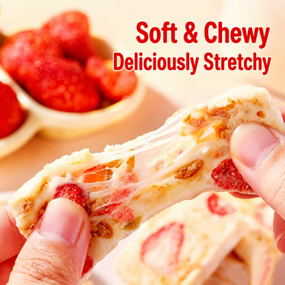 Irresistibly Chewy Strawberry Goat Milk Nougat — Creamy, Fruity & Deliciously Stretchy 🍓🥛