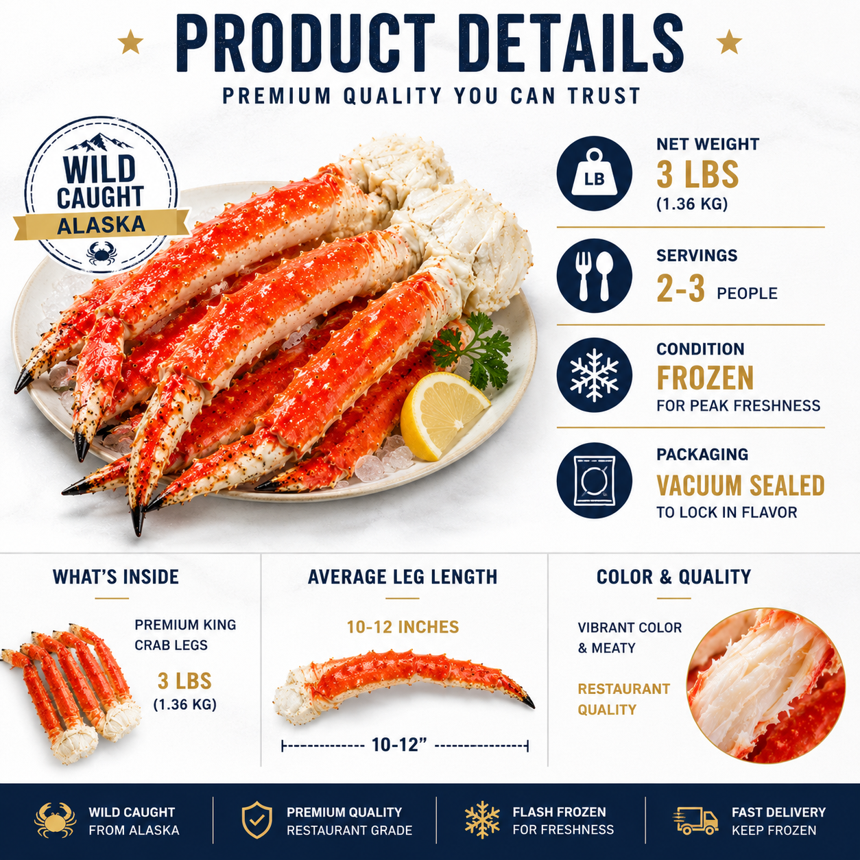 Flash-Frozen Alaskan KingCrab Legs - Wild-Caught, Sweet &Tender Meat