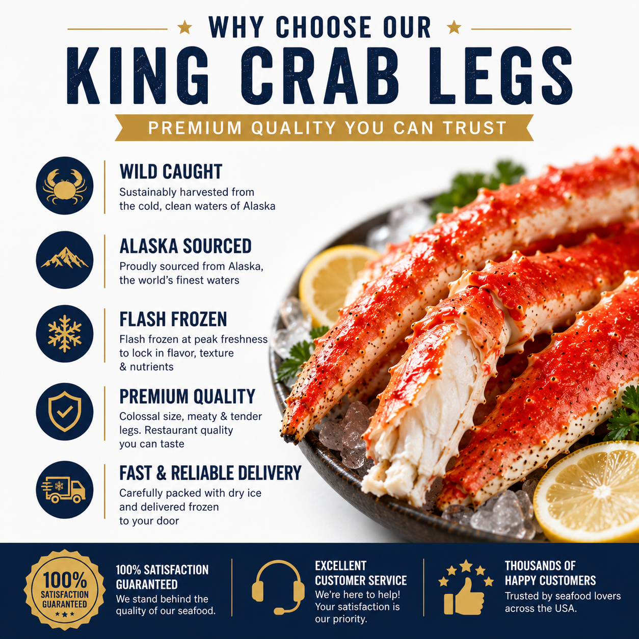 Flash-Frozen Alaskan KingCrab Legs - Wild-Caught, Sweet &Tender Meat