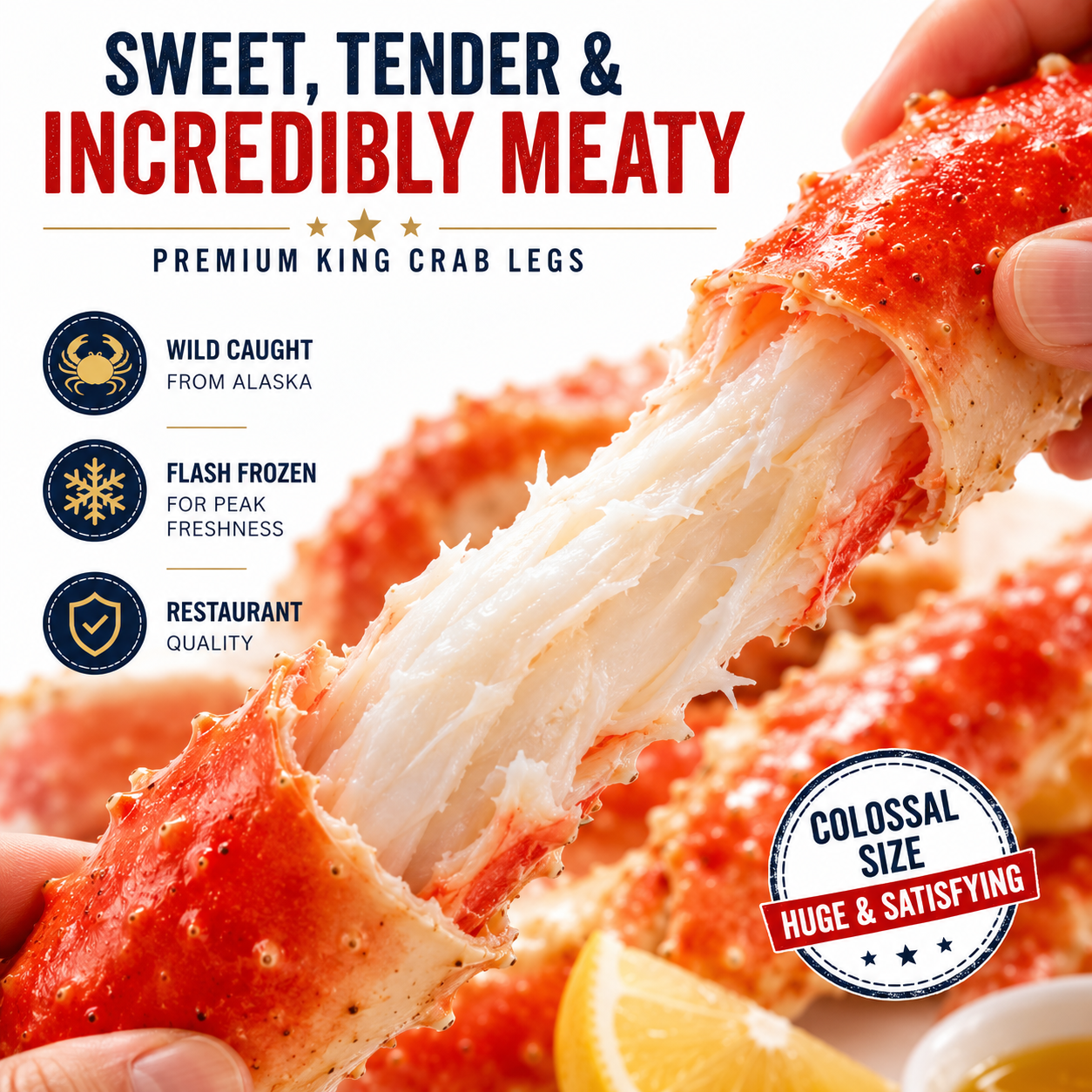 Flash-Frozen Alaskan KingCrab Legs - Wild-Caught, Sweet &Tender Meat