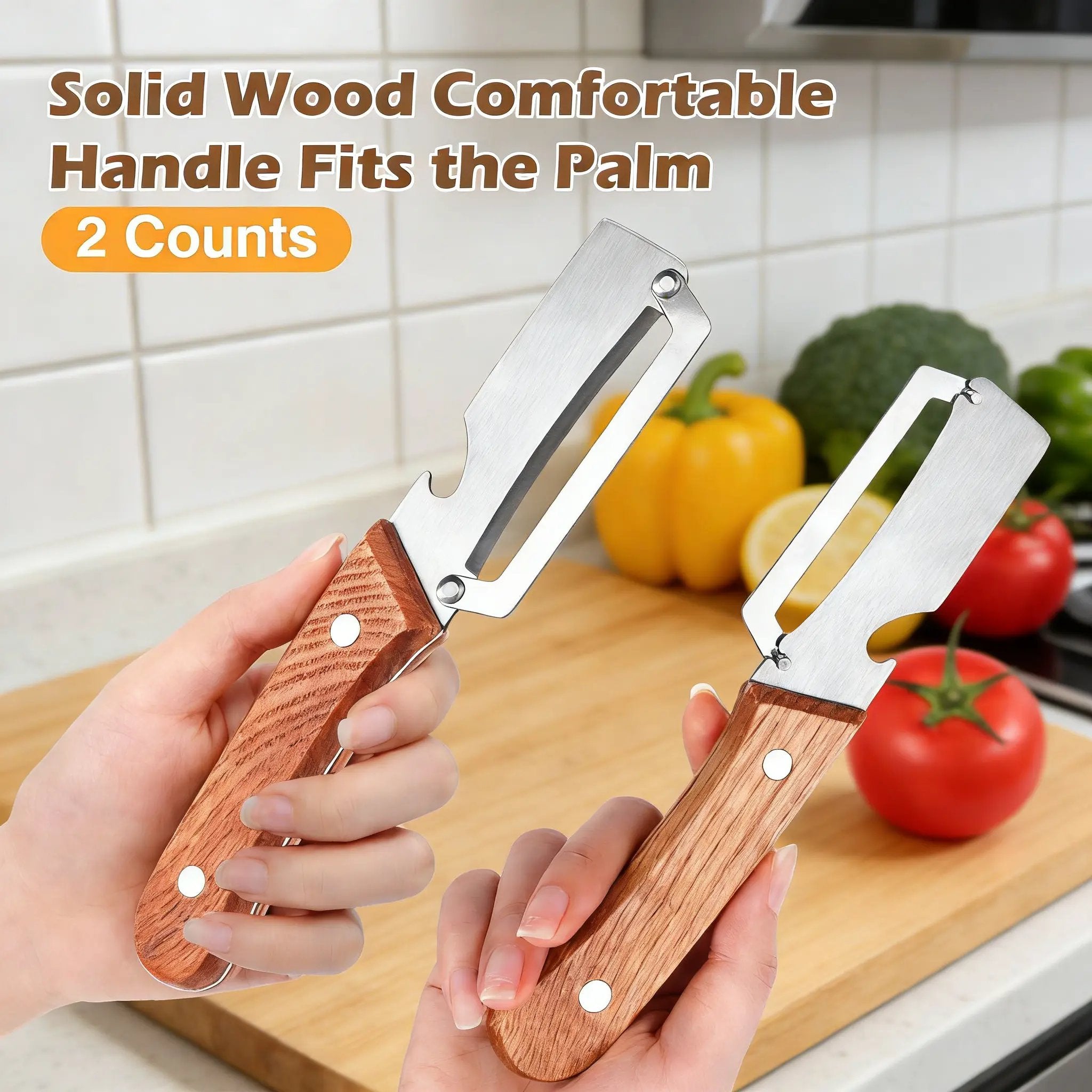 😍Wooden-Handled Stainless Steel Sharp Peeler