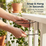 No-Drill Railing Plant Hanger – Snap-On Balcony Planter Holder for Pots, Deck & Fence
