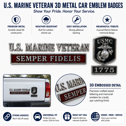 USMC car emblem metal badge detail image